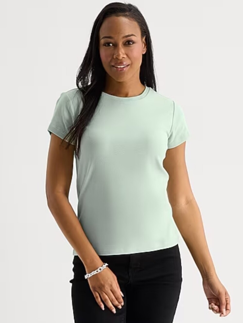 Classic Crewneck Women's Short Sleeve Top in Sea Green